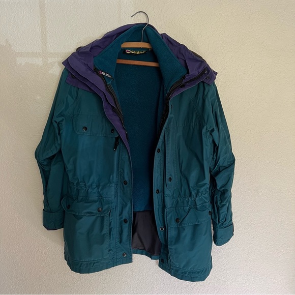 Solstice Jackets & Blazers - Vintage Solstice Women's Microshed Size WM Hooded Rainwear Ski Jacket Teal Color